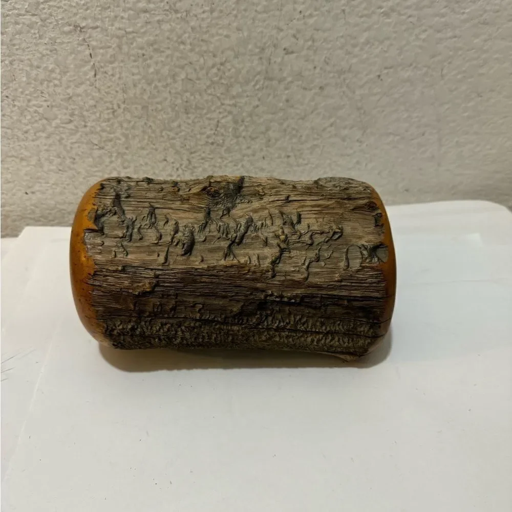 Wood Log Jewelry Storage Trinket Box Chest Rustic Hand Crafted